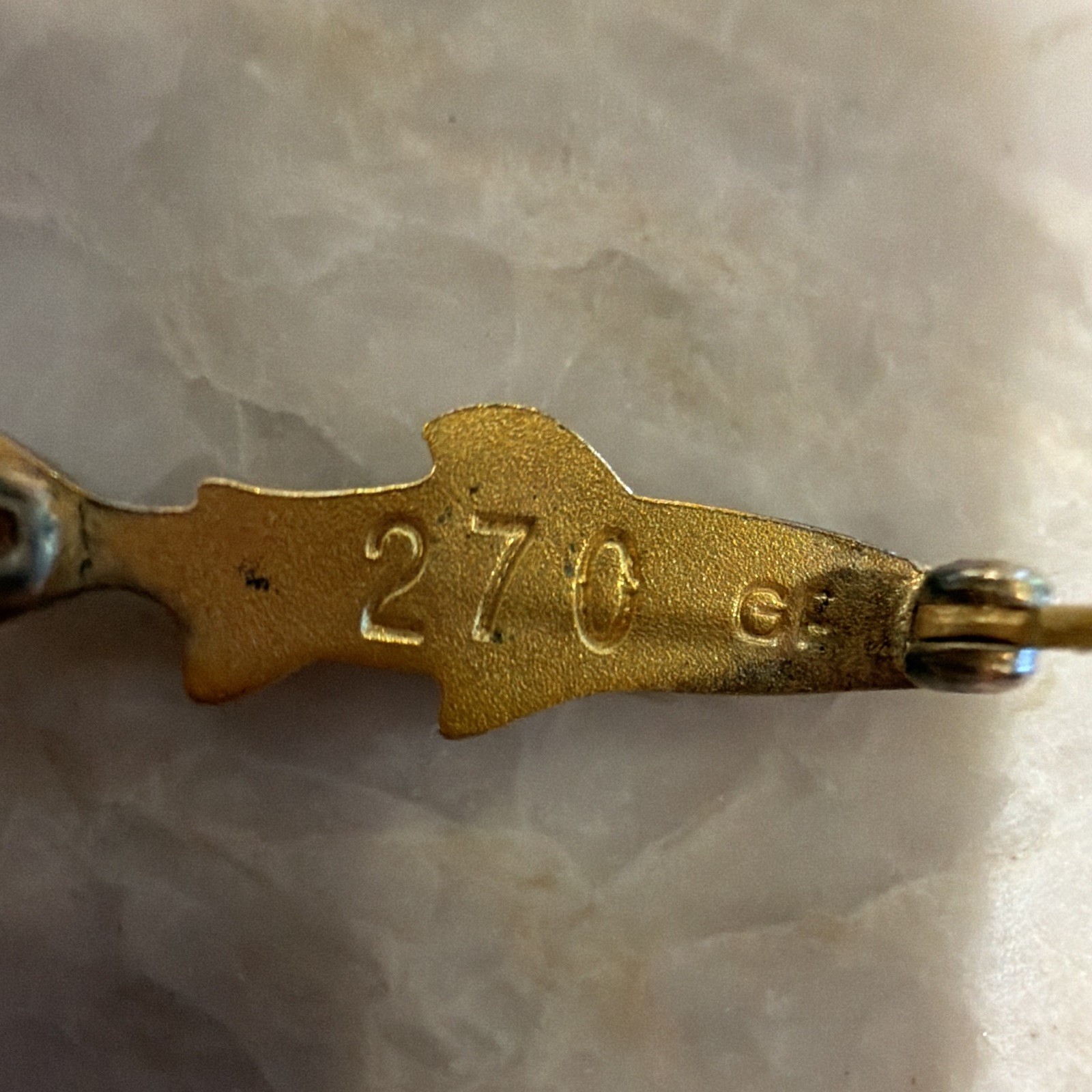 Vintage Signed Gold Tone Fish Pin Brooch IXOYE Marked 270 GE