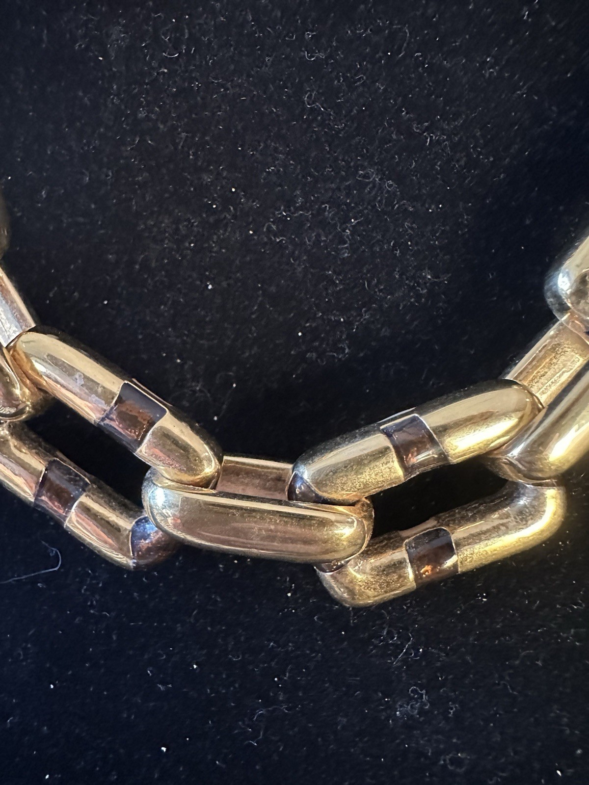 Vintage St John Necklace Chunky Gold Tone Chain Reversible White & Brown Enamel