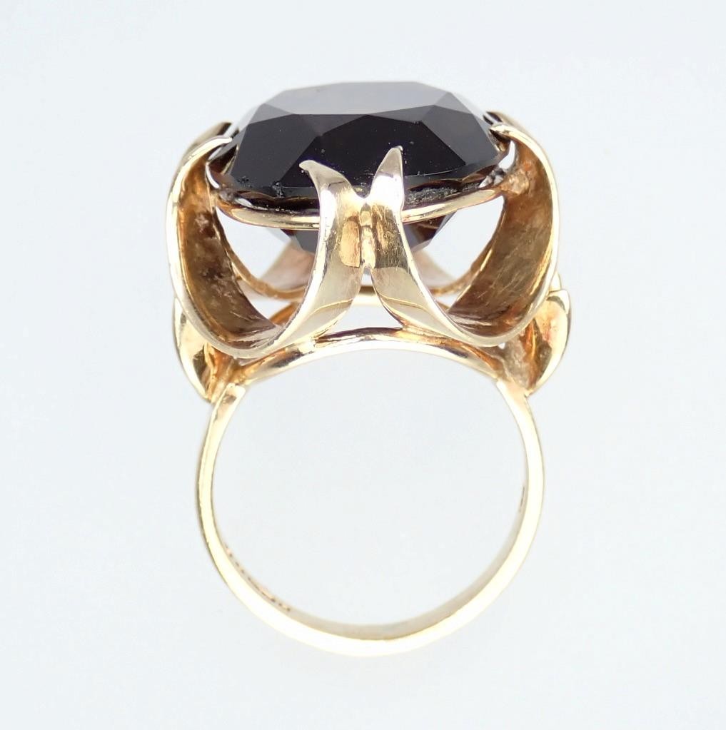 Super Vintage 1970s Solid 9K Rose Gold 14.4Ct Smokey Quartz Cocktail Ring 1971 5