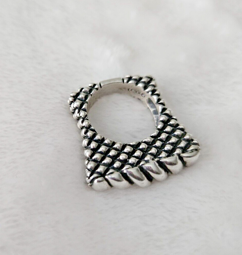 Vintage Dian Malouf Sterling Silver 925 Textured Twisted Rope Ring Size 7 PR