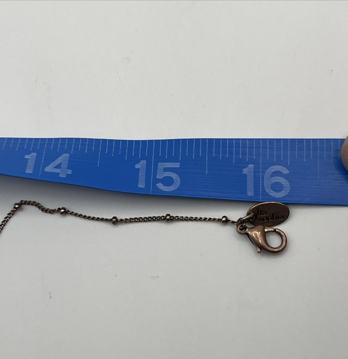 Lia Sophia Demure Copper Tone Rhinestone Dangle Charm Necklace Dainty Feminine