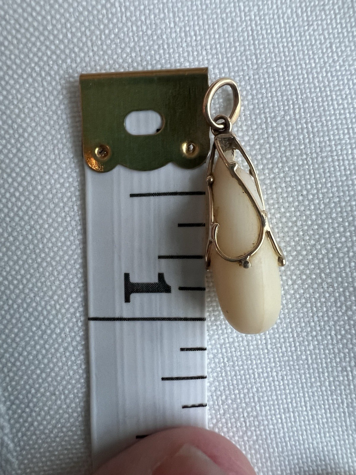 Vintage Design Carved White Coral Or Material Pendant 14k Bale For Scrap Or Wear