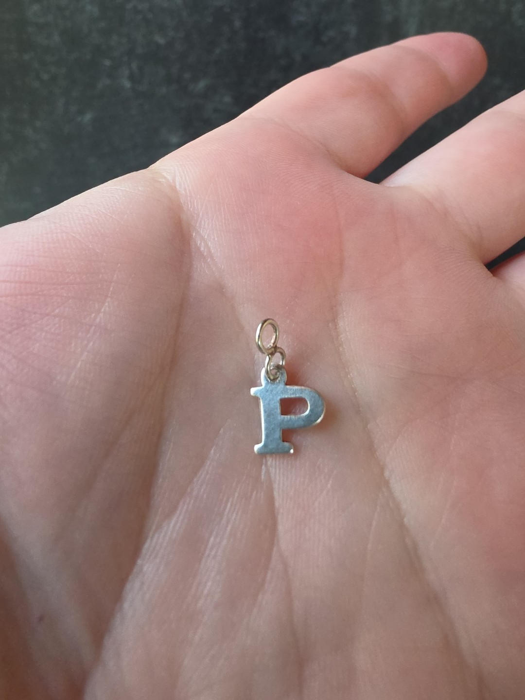 925 Sterling Silver Letter P Shaped Pendant/Charm Vintage