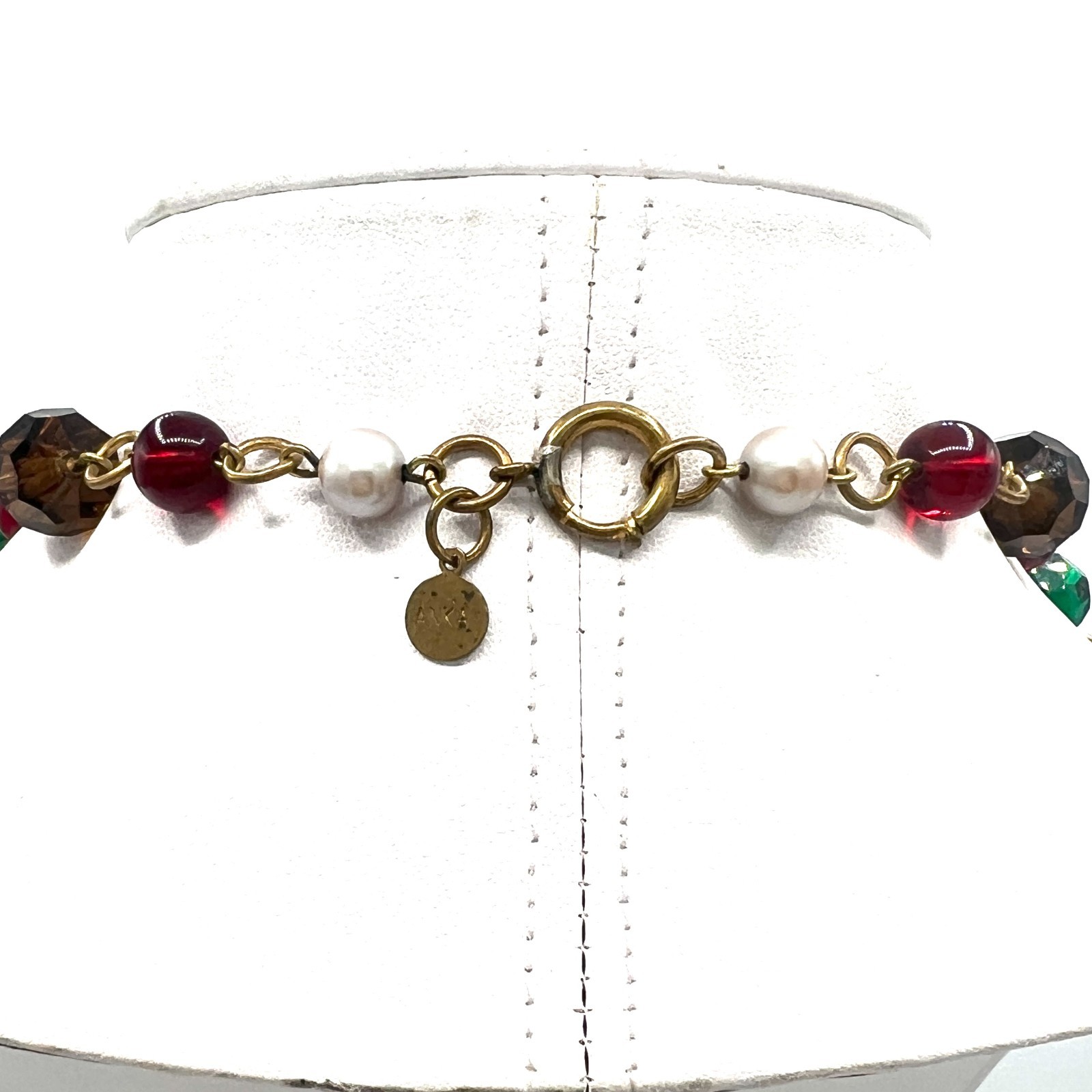 Vintage ANKA Necklace – Festive Red, Green & White Beads-One of a kind Creation