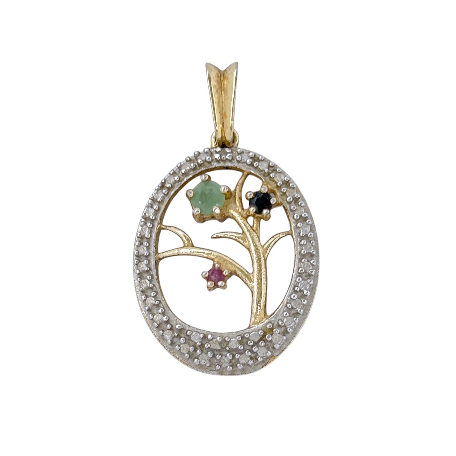 Vintage Ross Simons Vermeil Sterling Silver 925 Gemstone Tree Pendant