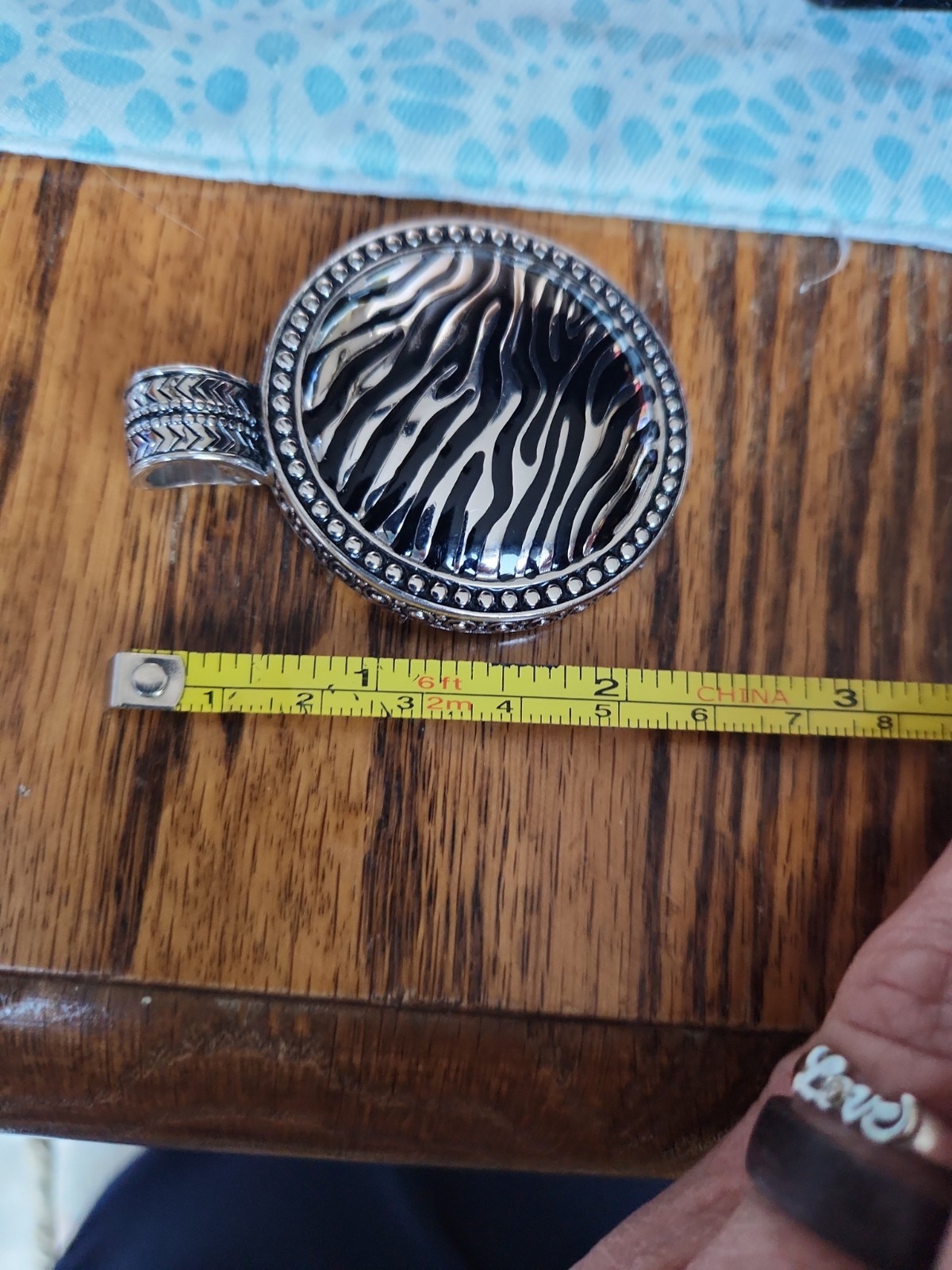 Vintage Premier designs Vintage Silver Tone Zebra Print Pendant With Box