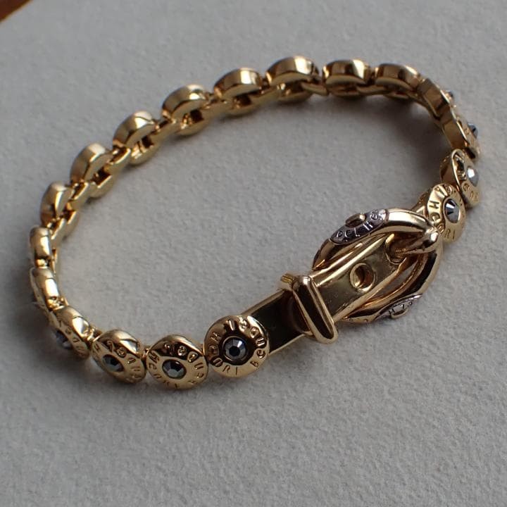 Vintage Henri Bendel YORK Buckle Bracelet Gold Tone Used