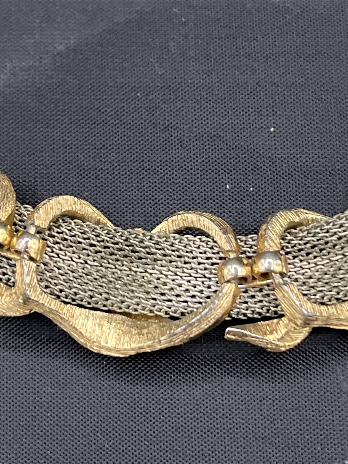 Vintage Silver Tone Chain Mail Link Choker Necklace Gold Articulated Links 14”