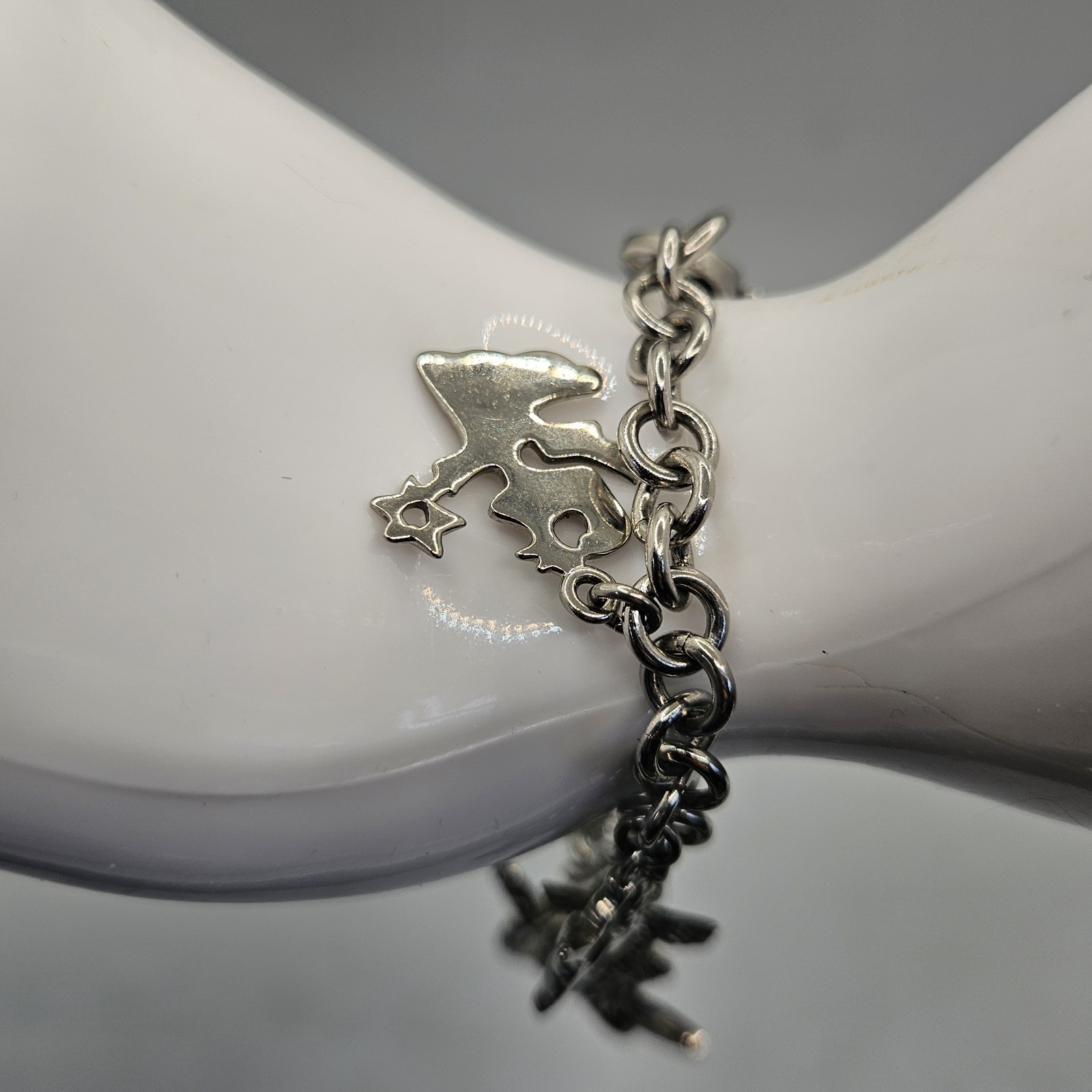 Milor Charm Bracelet Guardian Angel Cherub Stainless Steel Silver Tone 7″ Chain