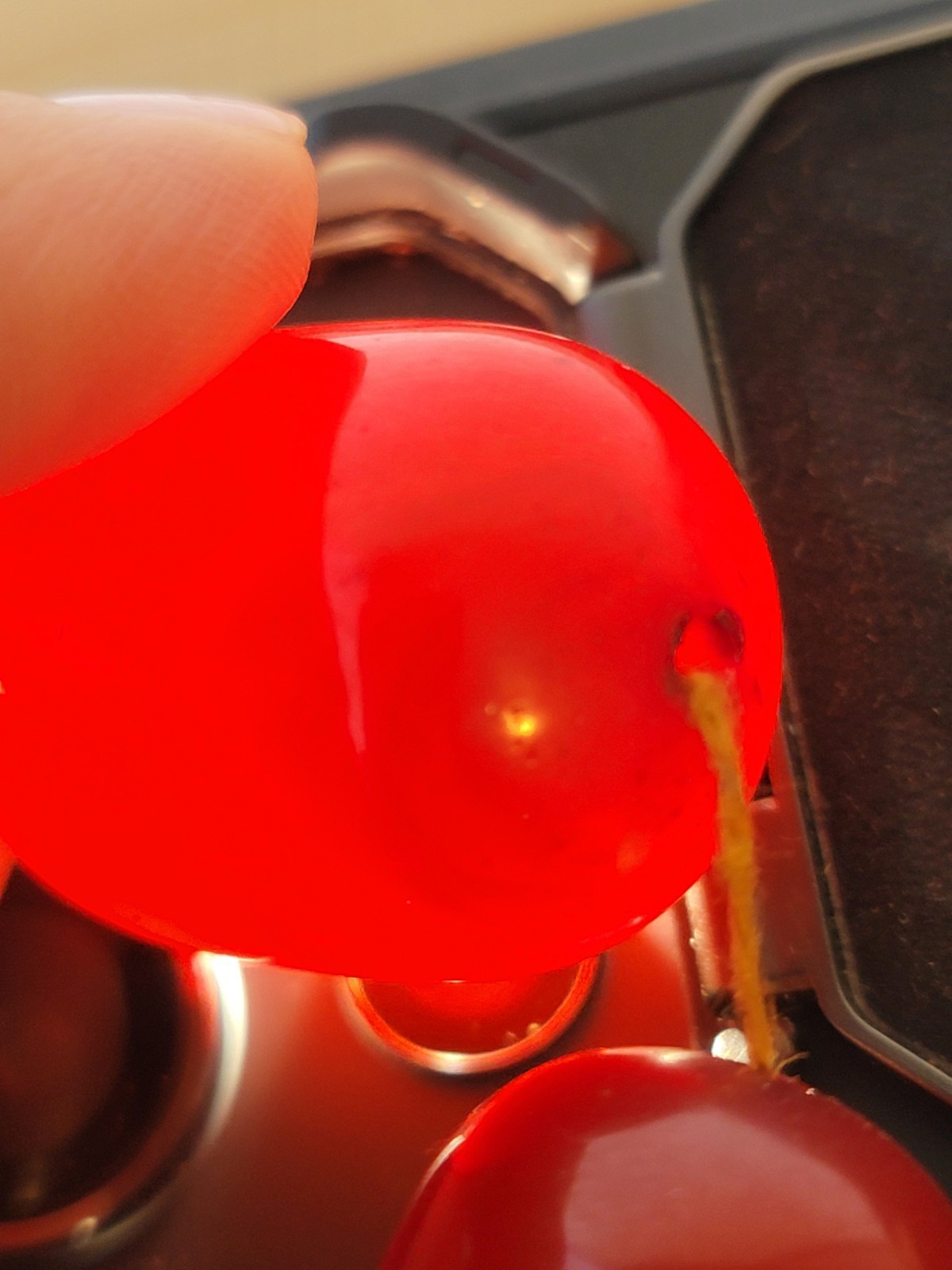 Cherry Amber Bakelite Barrel Prayer Bead Necklace – 76 Grams