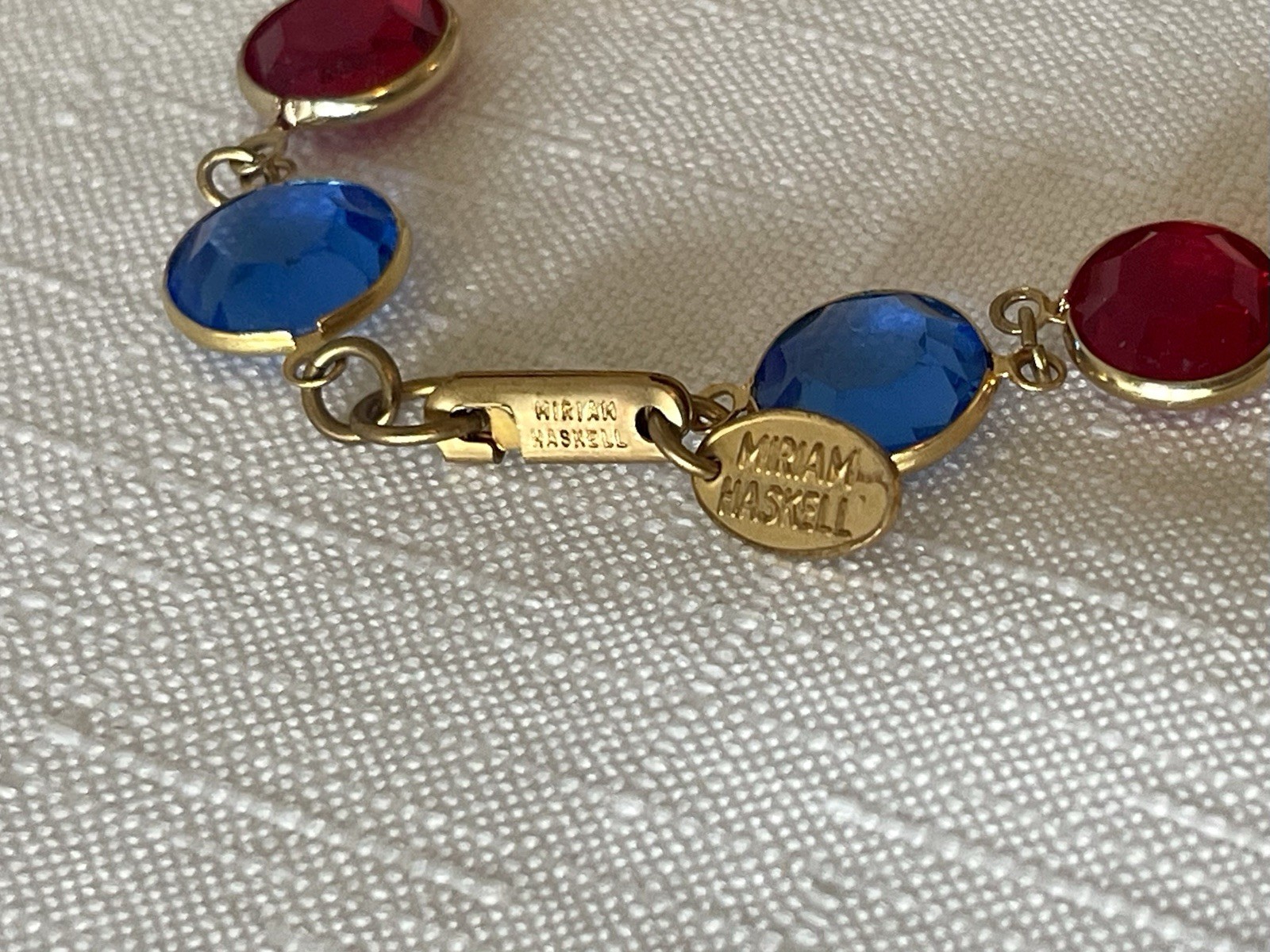 Vintage Signed Miriam Haskell Rainbow Glass Bib Necklace