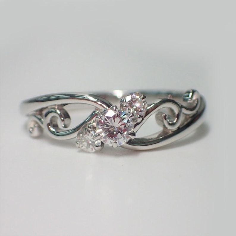 Art Deco Style Round Cut Lab Created Diamond 14K White Gold FN Engagement Ring