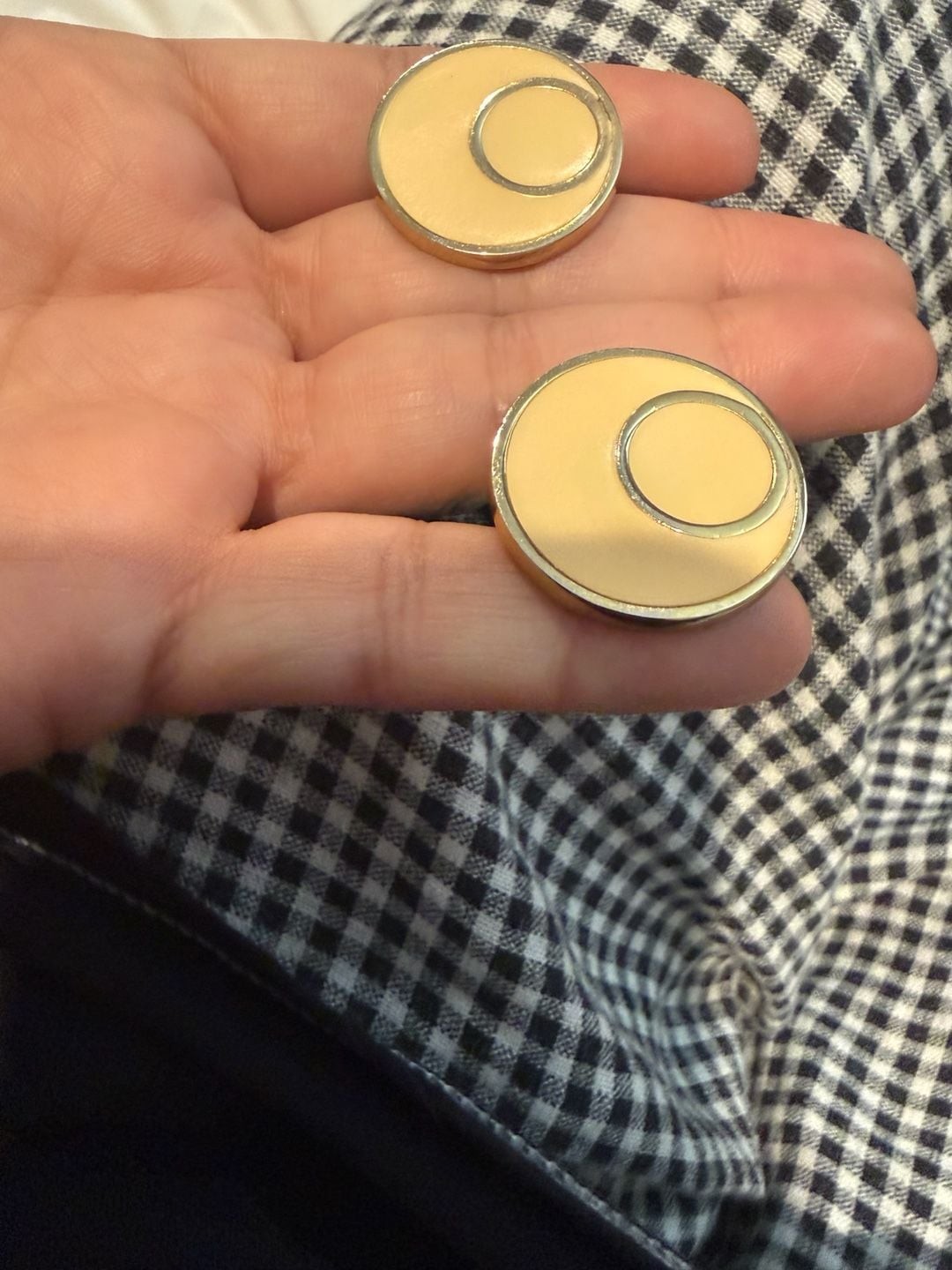 Vintage Napier Gold Tone Enamel Circle ScrewbackEarrings