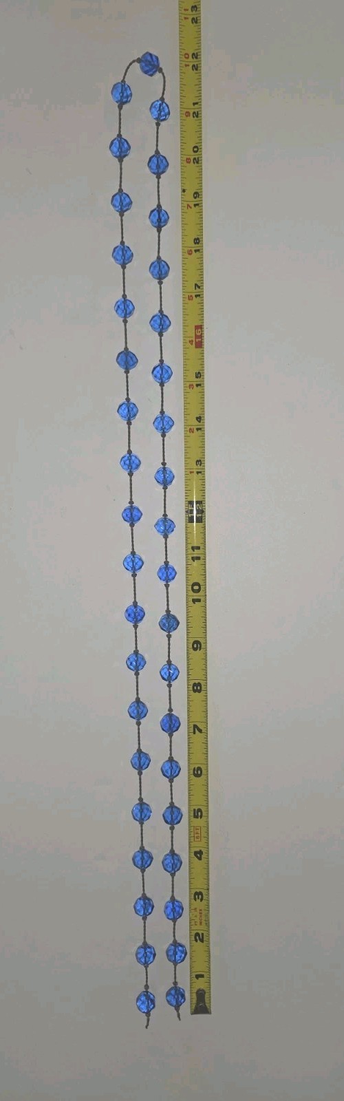 Vtg Blue Crystal Faceted Fire Polished Glass Hand Knotted Beads Czech 44 Inches