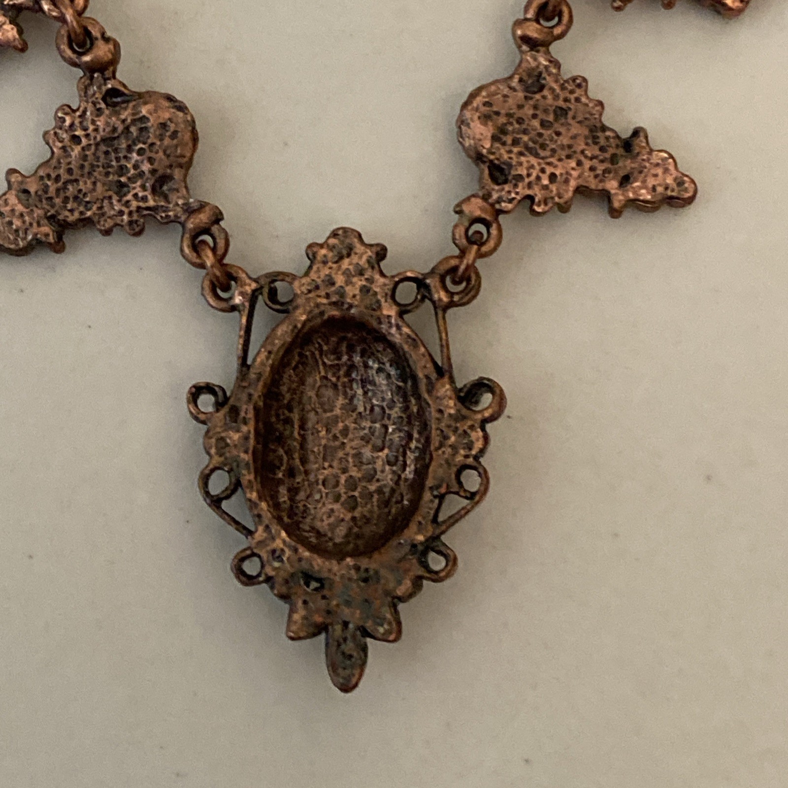 Copper Toned Vintage Necklace topaz colored stones