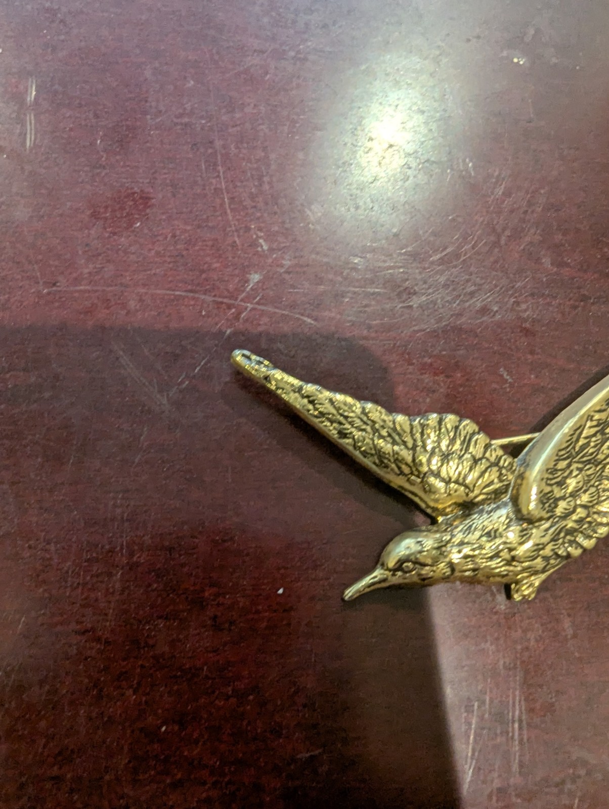 Vintage Gold Tone Flying Seagull Bird Brooch Pin Detailed Feathers Figural