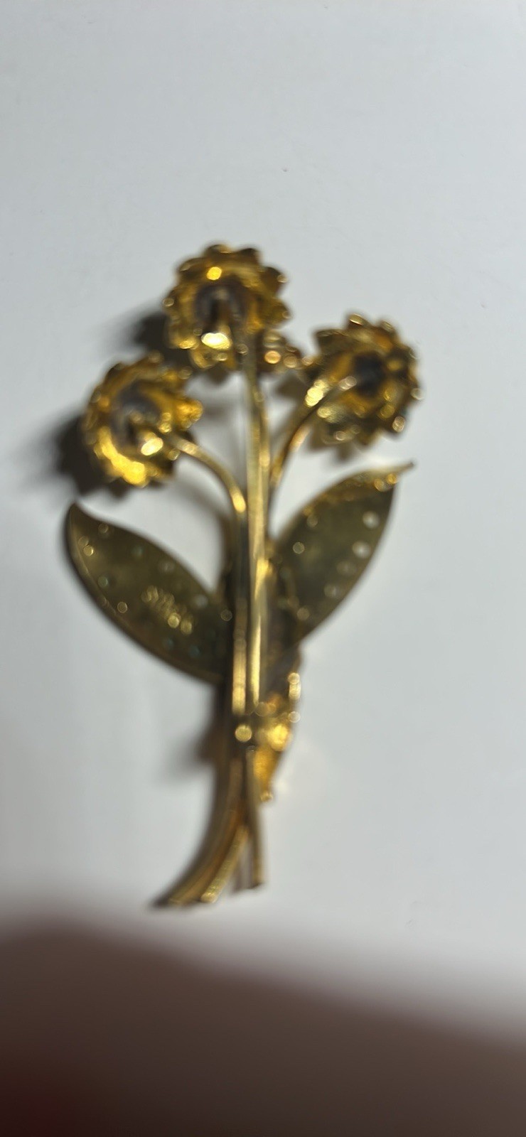 SPHINX Signed Gold Tone Flower Brooch Pin with orange coral Stones