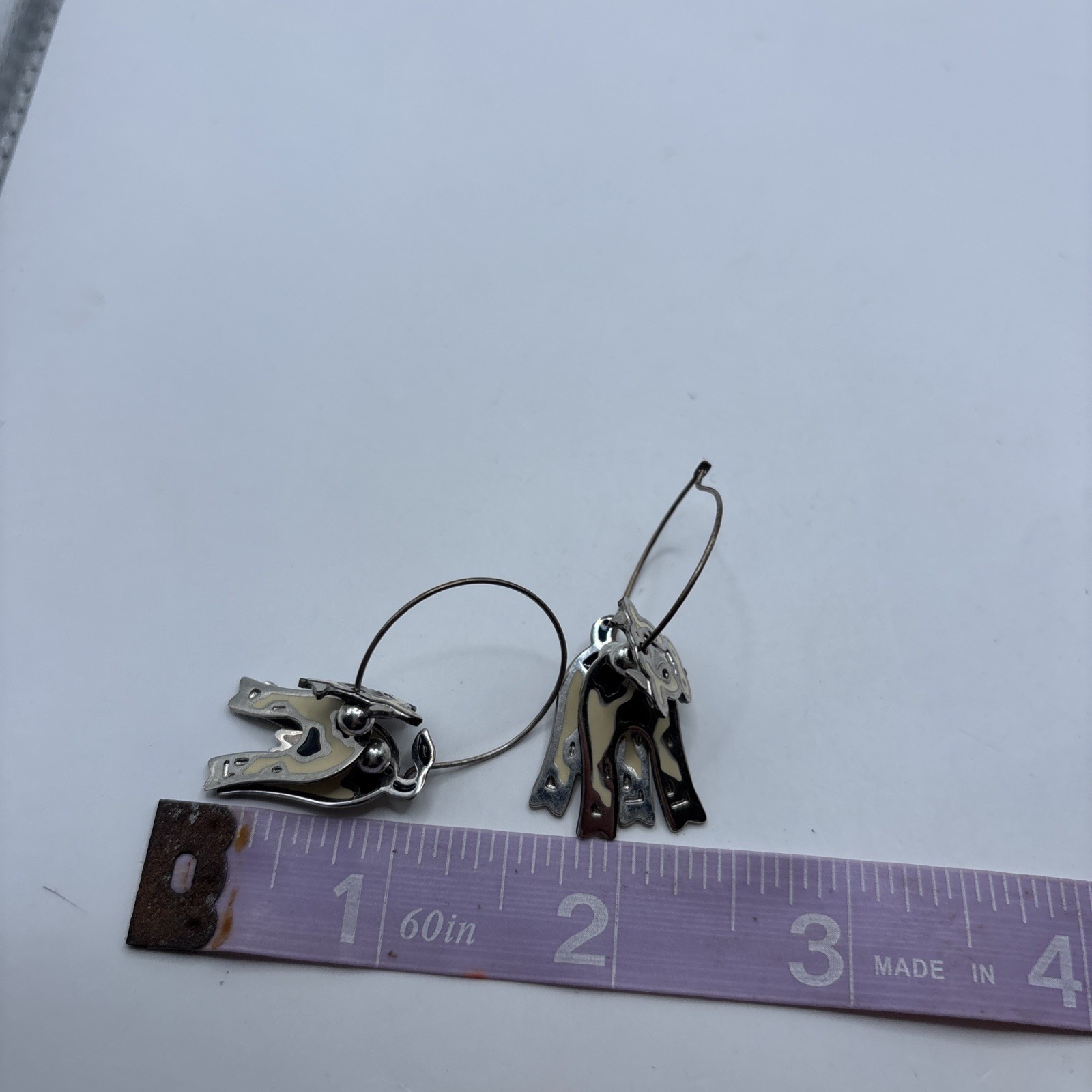 Funky Edgar Berebi Vintage Cow Enamel Earrings whimsical cloisonne style hoops