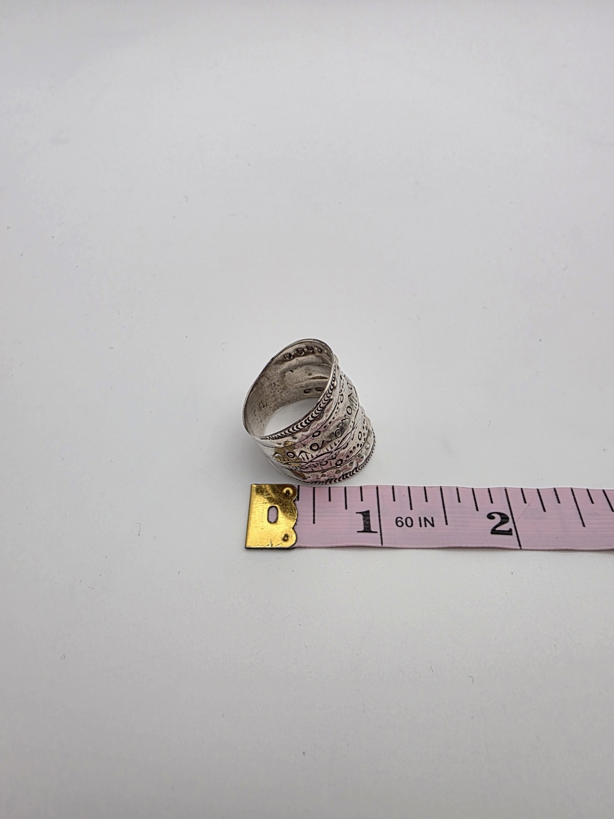 Vintage Designer BBJ Southwestern Sterling Silver 925 Ring Size 10.5