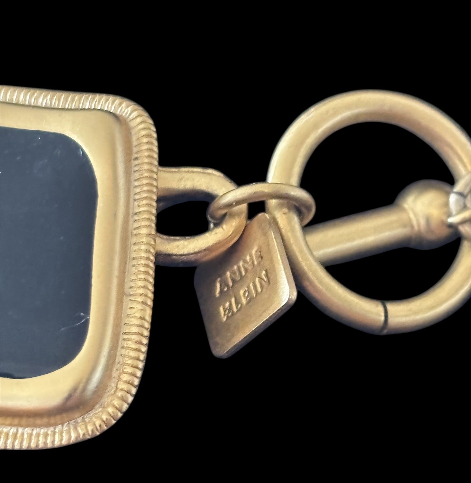 Anne Klein Vintage Gold Plated Black Enamel Geometric Choker Necklace