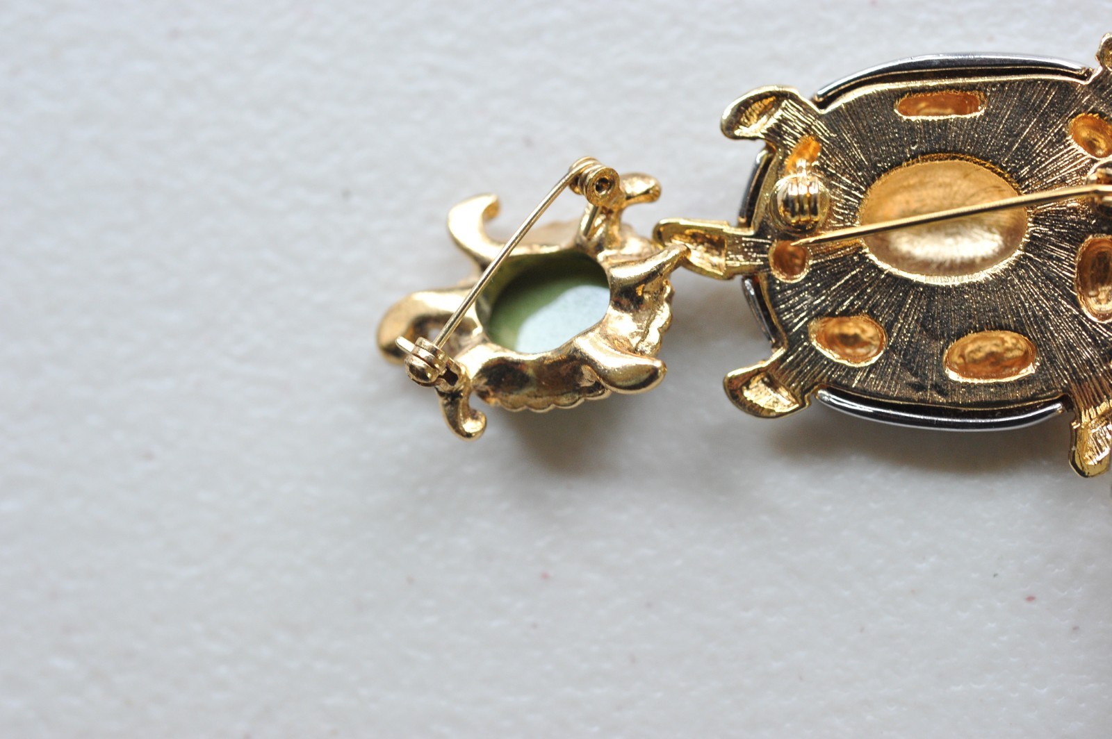 Brooch Lot vtg to now Turtle Turtles gold silver tone rhinestone MH21