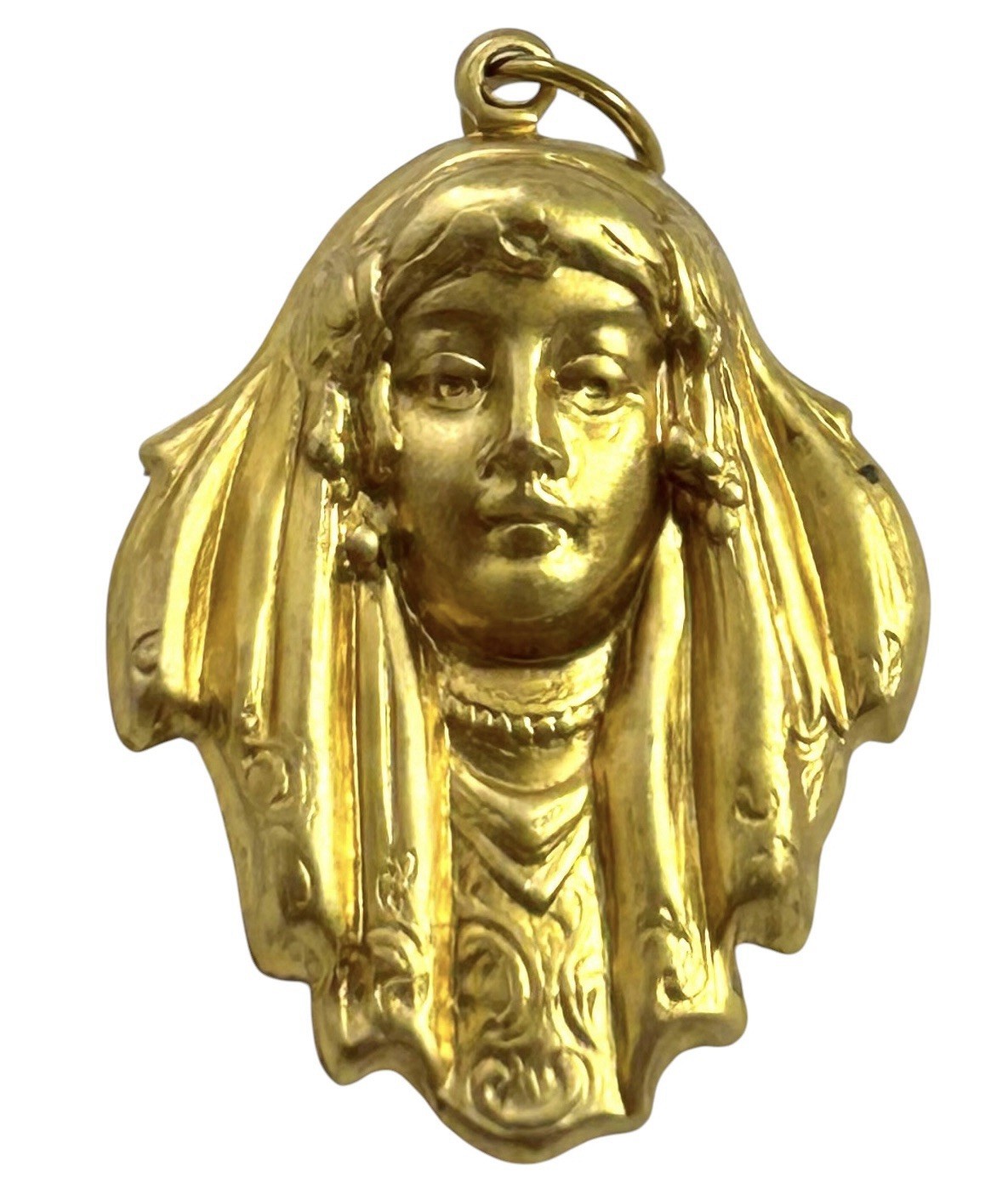 Vintage Charm Art Deco Style Woman Pendant Brass Metal Stamping Vintage Jewelry
