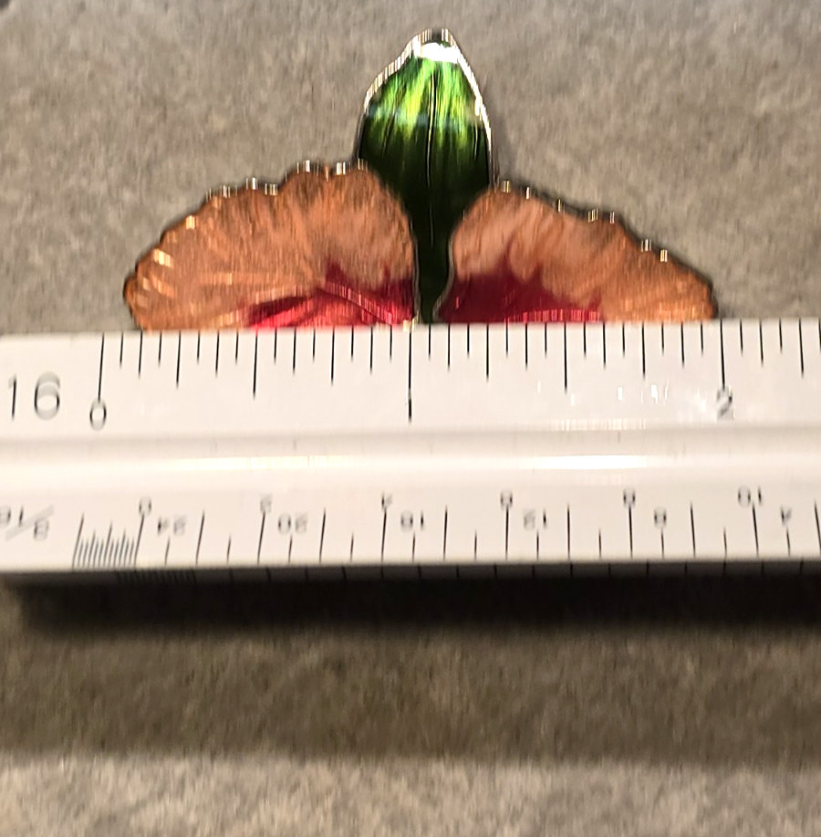 Vintage Cloisonne Enameled Orchid Brooch Pink Purple Silver Tone 2 inch