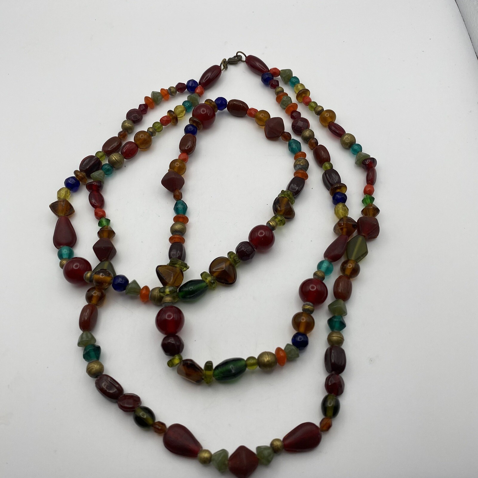 Vtg. Glass And Acrylic Beaded Necklace Long