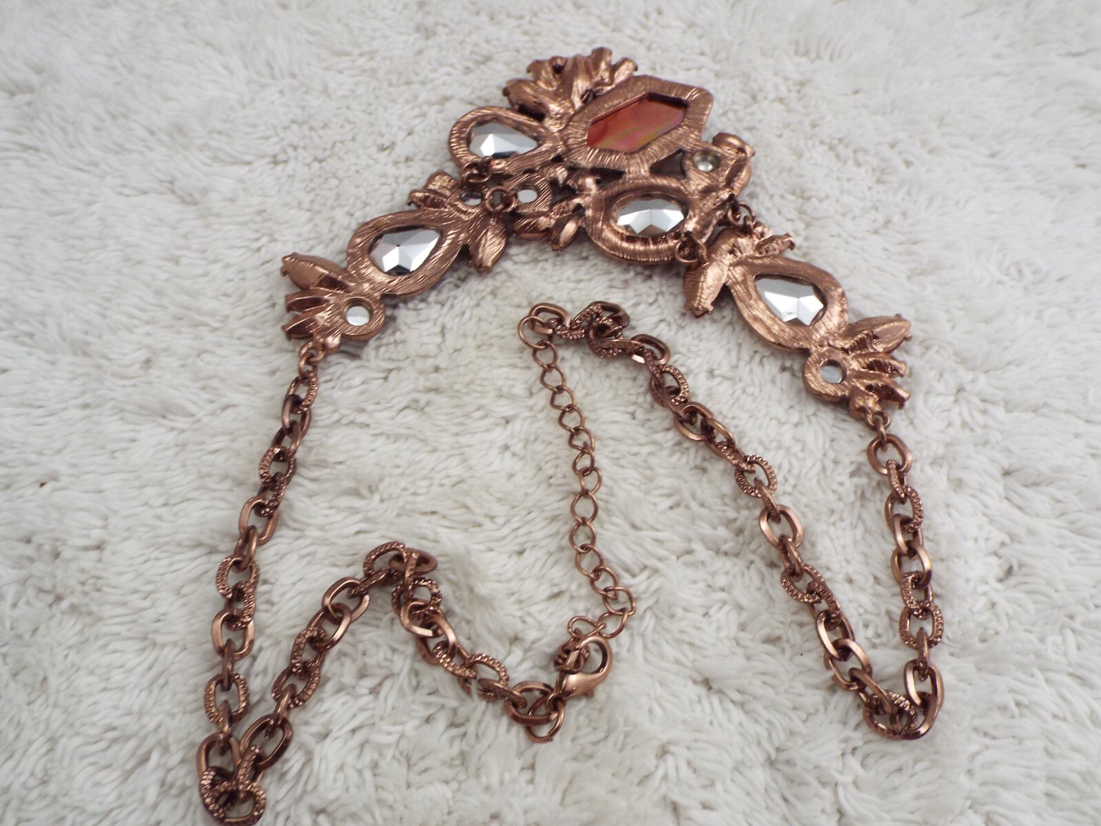 Coppertone Red Orange Scoop Necklace (A53)