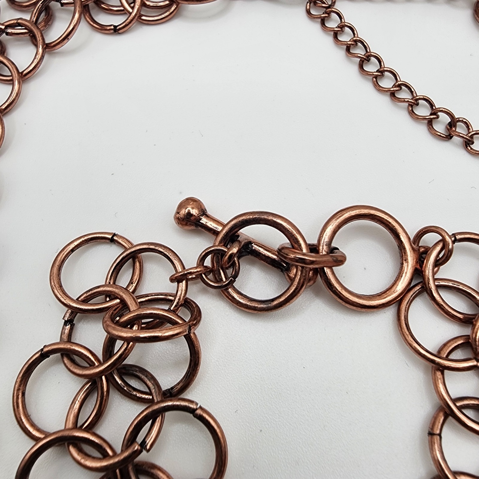 Set Of 3 Vintage Interlocking Circles Gold Copper Tone Necklace/Bracelet/Earring