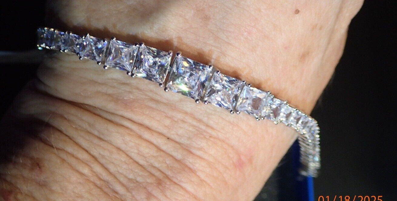 Absolute Sterling Silver Quadrillion Cut Tennis Bracelet HSN