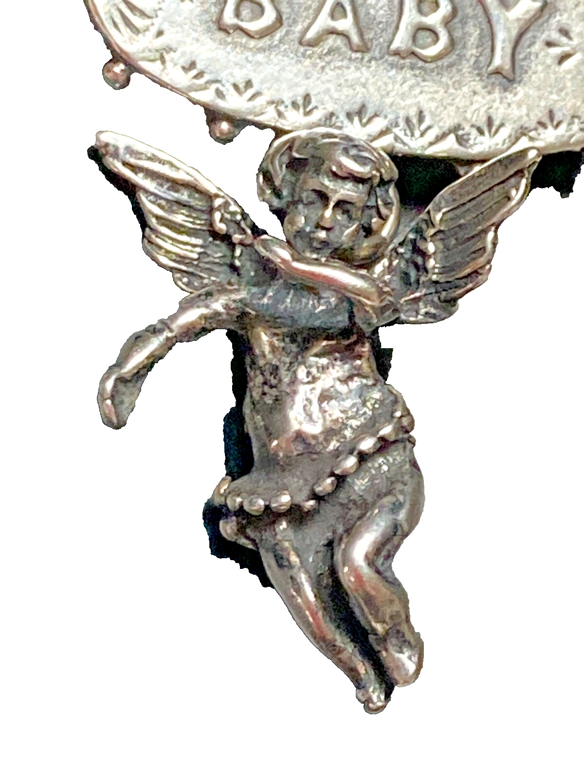 Exceptionally Rare T Foree Sterling Silver “BABY” Angel Cherub Victorian Brooch
