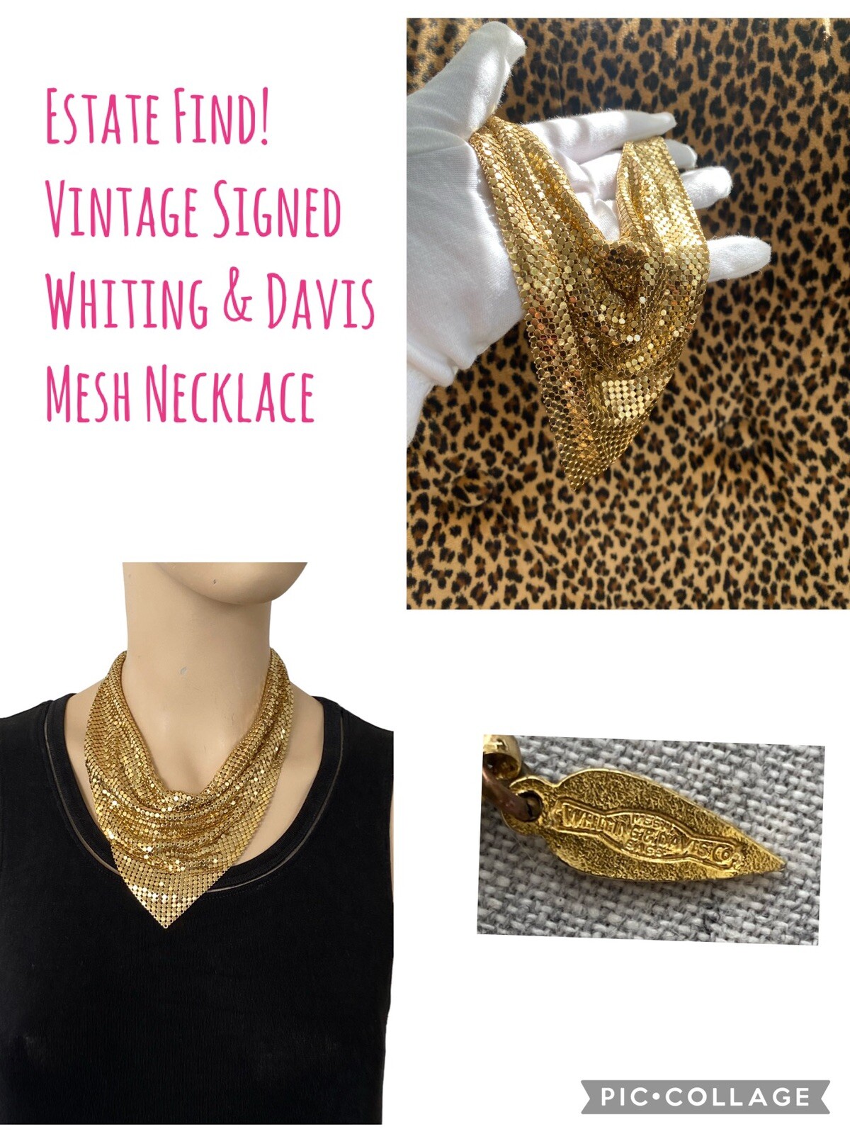 Vintage WHITING & DAVIS Bag Purse Co Gold Mesh Disco Retro Necklace Video!