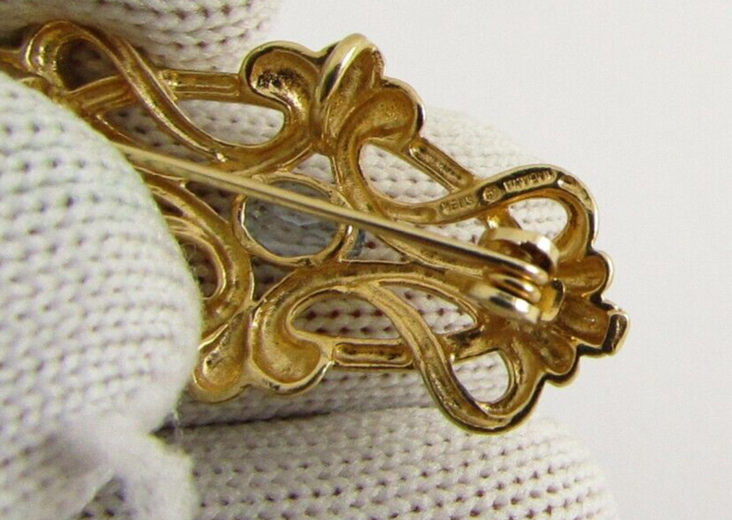 Blue Stone Leaves Art Nouveau Brooch Sterling Silver VTG Estate 1930’s-1950’s
