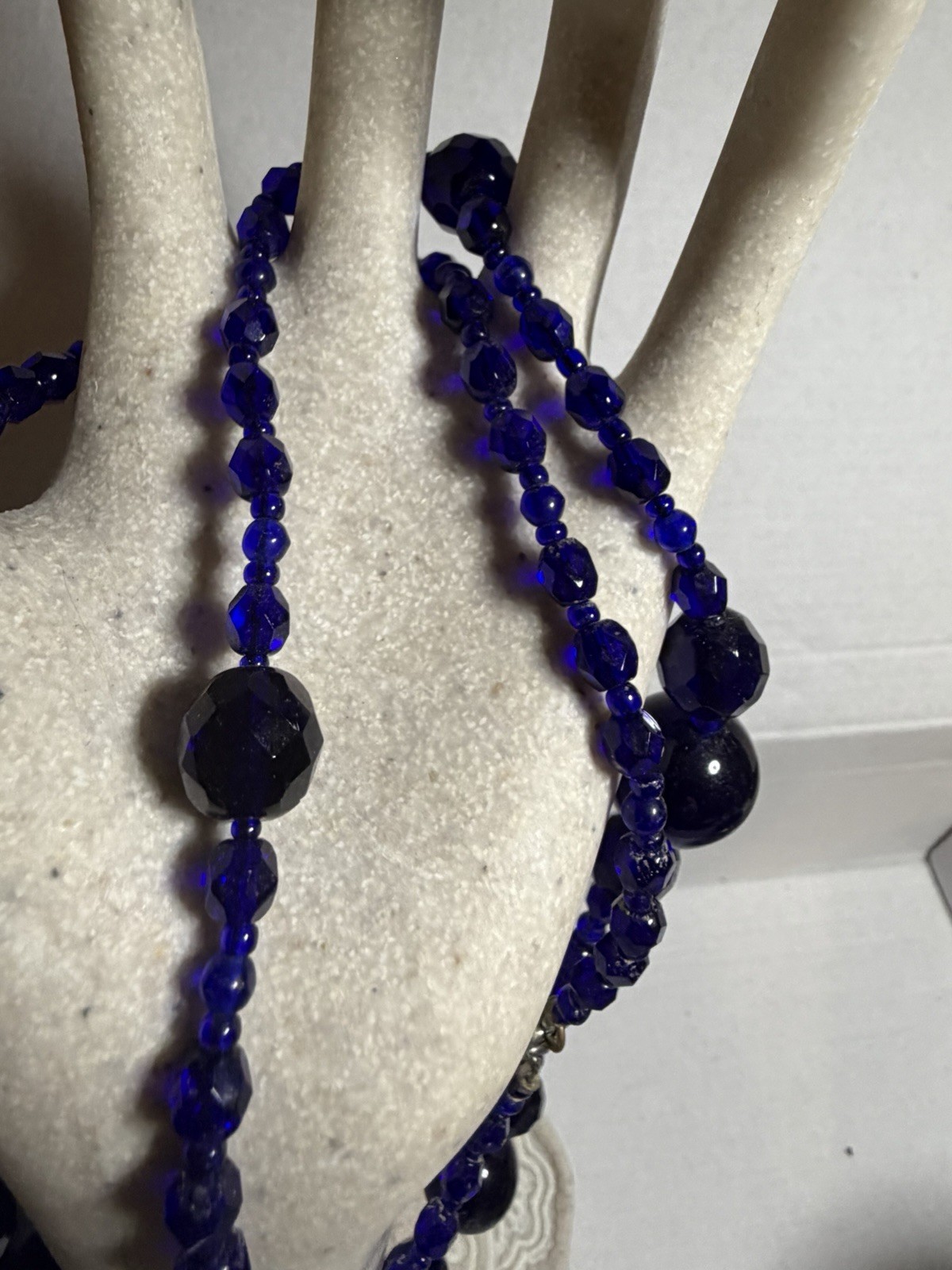 Cobalt Blue Bead Necklace Vintage