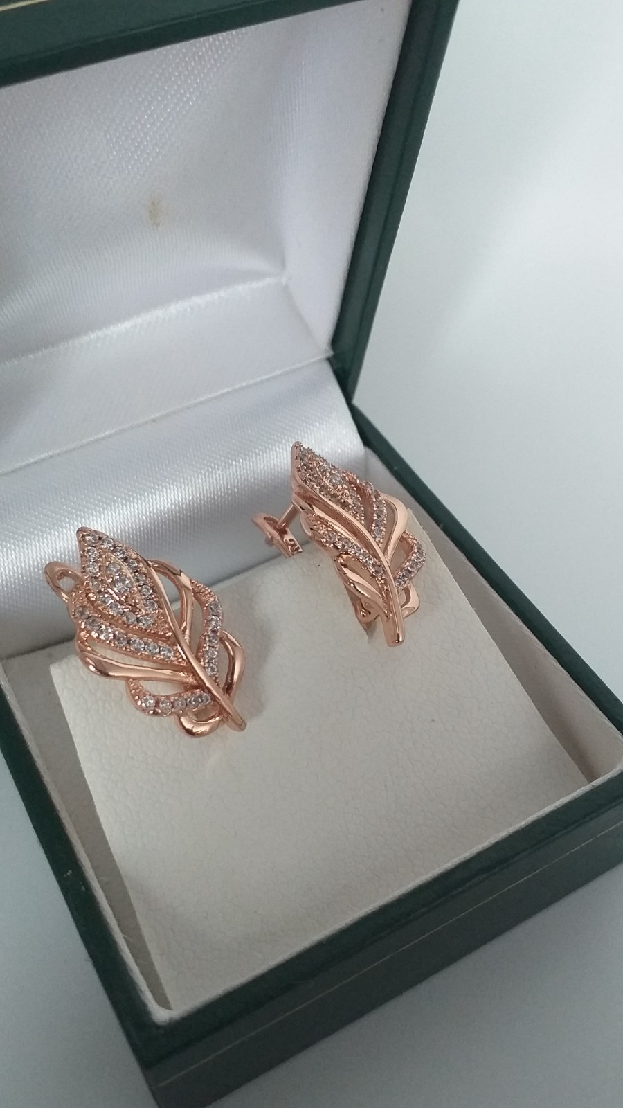 Vintage 1990-s 14 Ct Rolled Gold Zircons Earrings-Hallmarked 585 RG