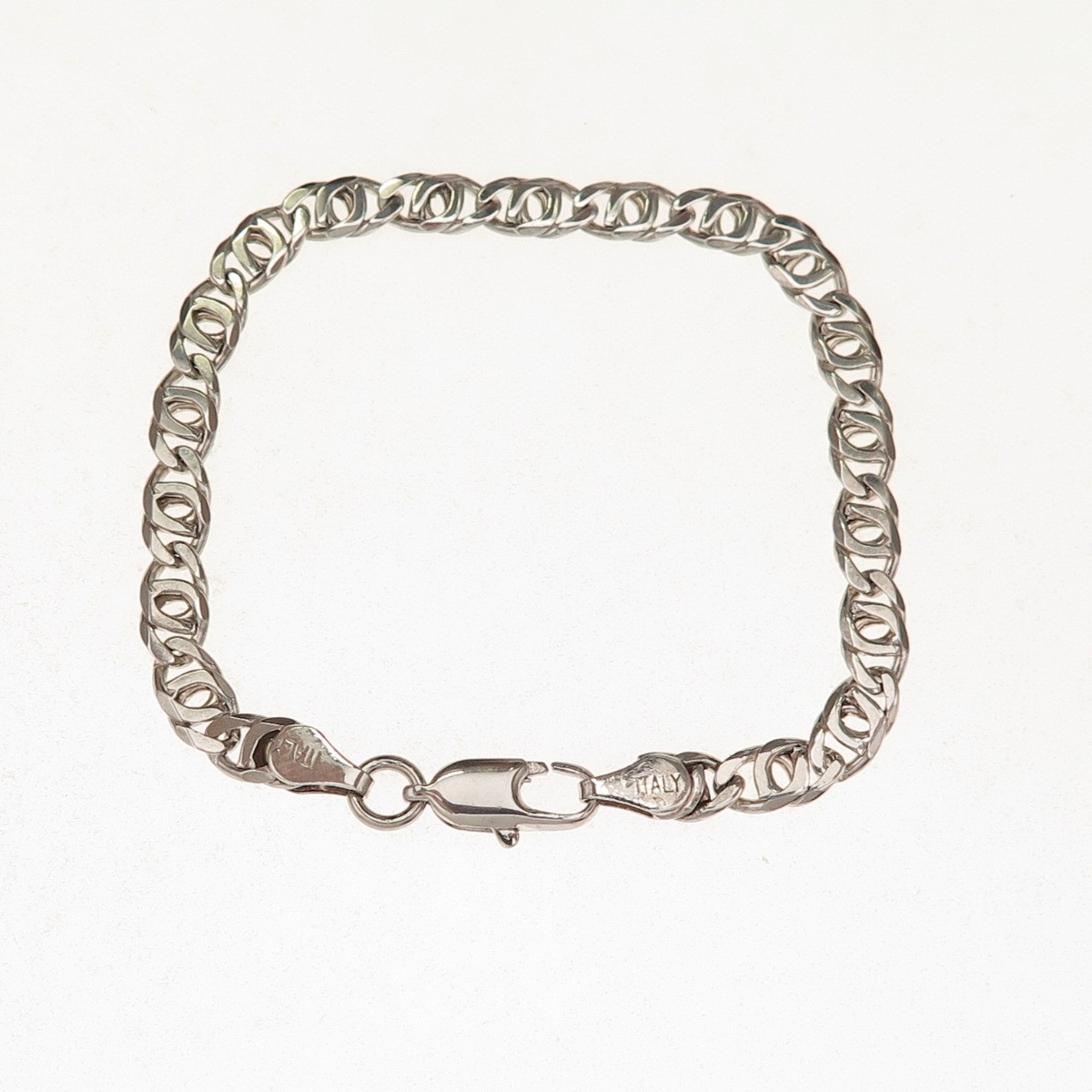 925 Sterling Silver Vintage Italy Flat Anchor Mariner Link Bracelet 6″