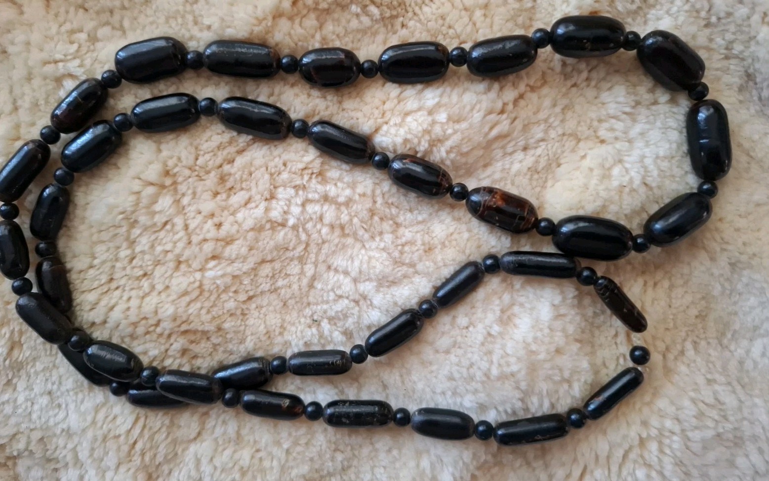 Real Vintage Hawaiian Natural Black Coral Bead Necklace no clasp approx. 30 “