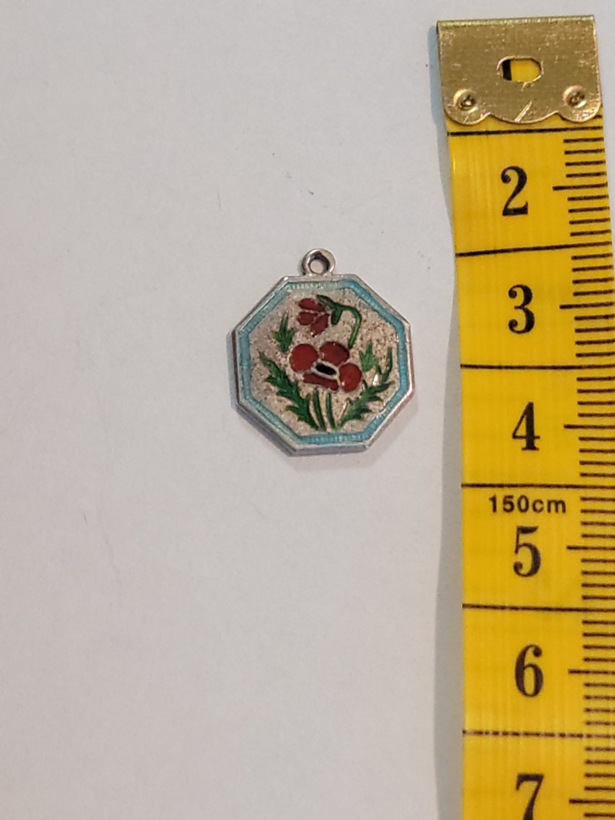 Vintage TLM Sterling Silver Enamel July Poppy Flower of the Month Charm England