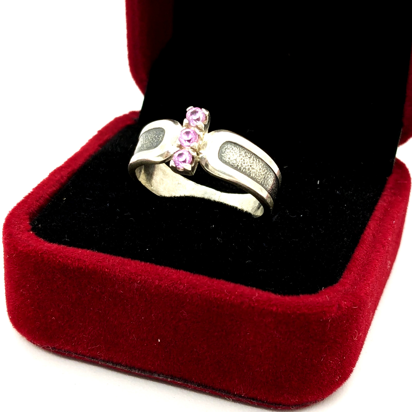 Vintage Elegant RING Silver 925 with Chic Bright Stones -size: 8US (18.5mm)| #46