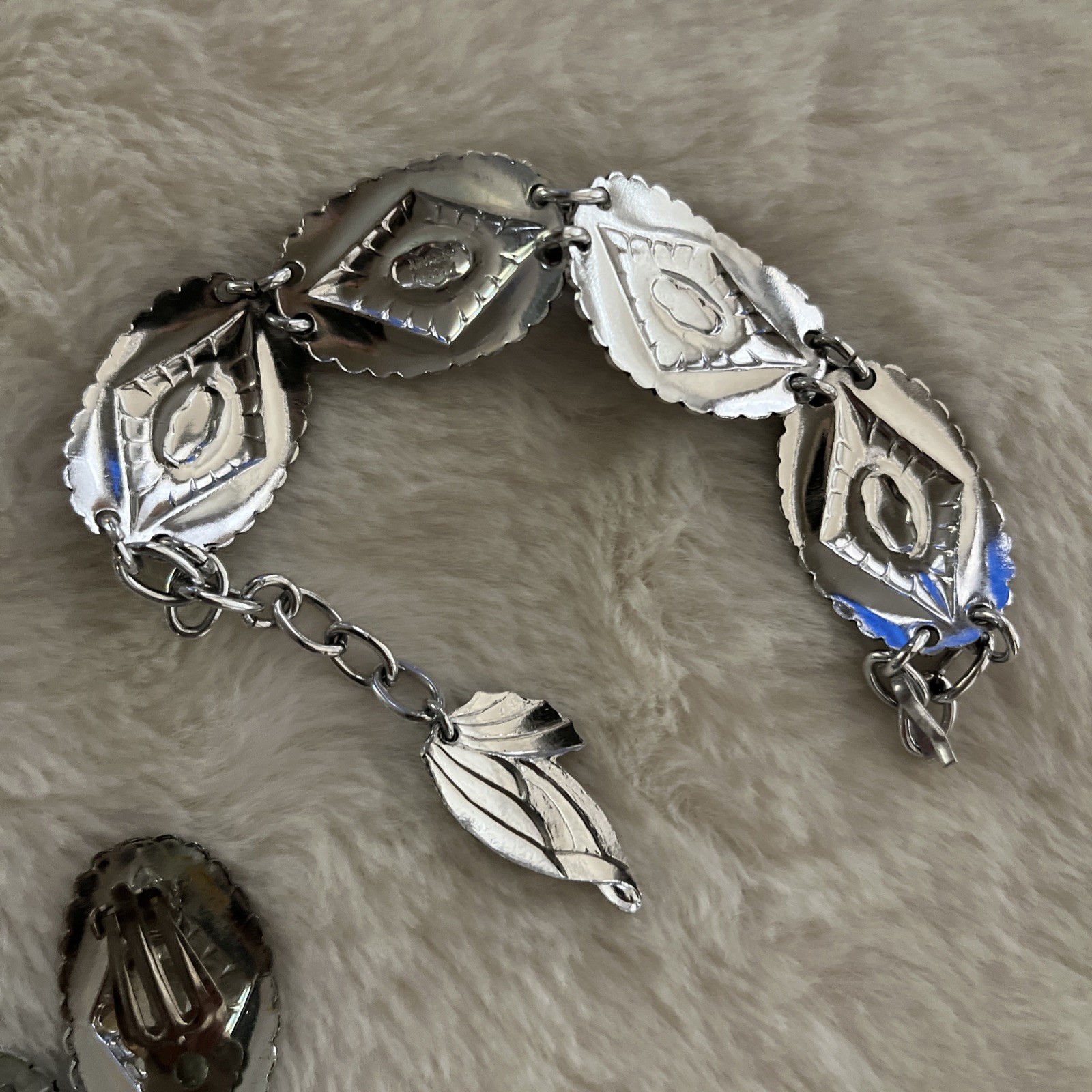 Vintage marcasite earrings and Bracelet Lightweight Made In Germany Lovely