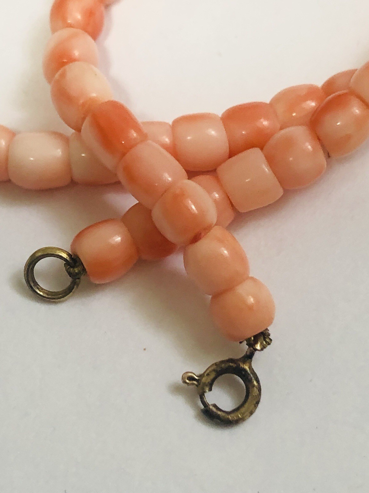 Vintage 925 Coral Beads Pinkish Salmon Necklace, Beautiful Color, 25+grams