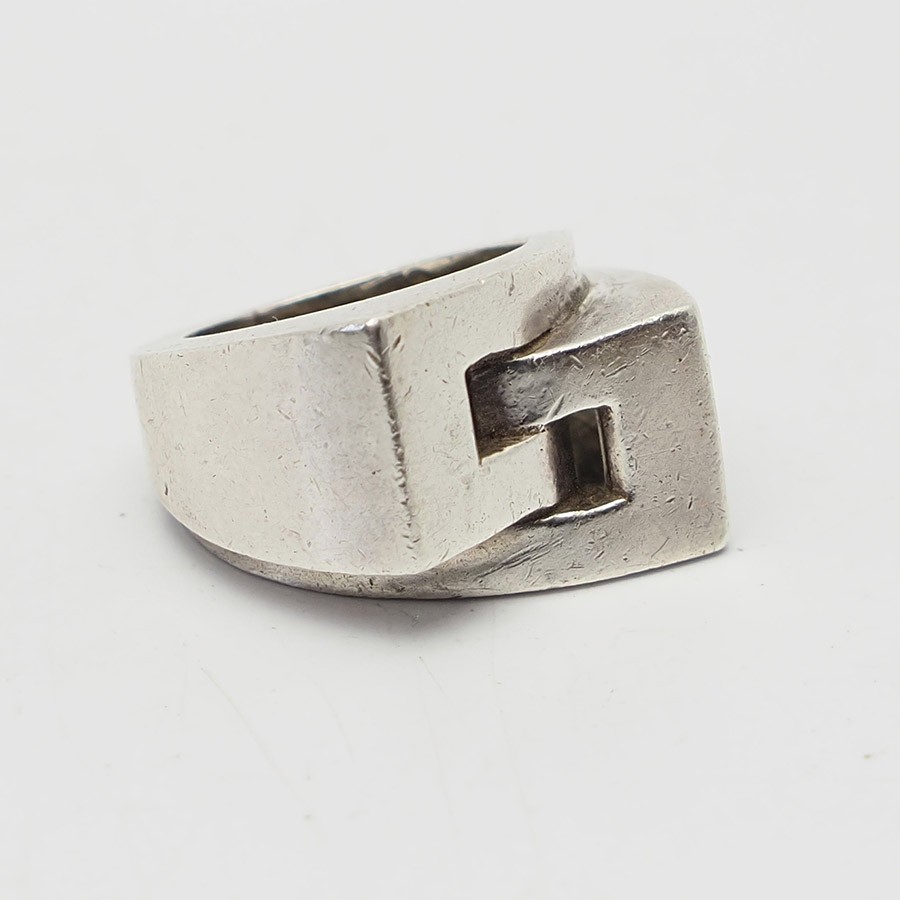 Amazing brutal vintage modern handmade sterling silver geometric ring size 5.25