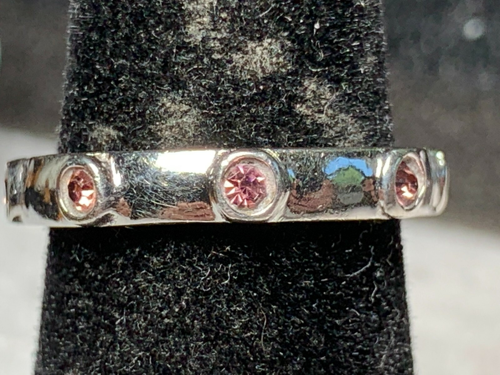 Vintage Sterling Silver 925 Ring with Peach Colored Stones Size 5.75.