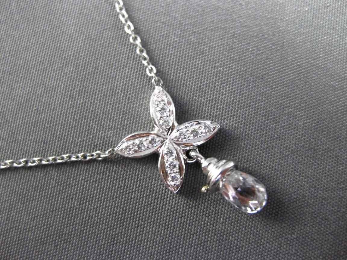 ANTIQUE PLATINUM .87CT EXTRA FACETED ROSE CUT DIAMOND FLORAL NECKLACE F/G VVS VS