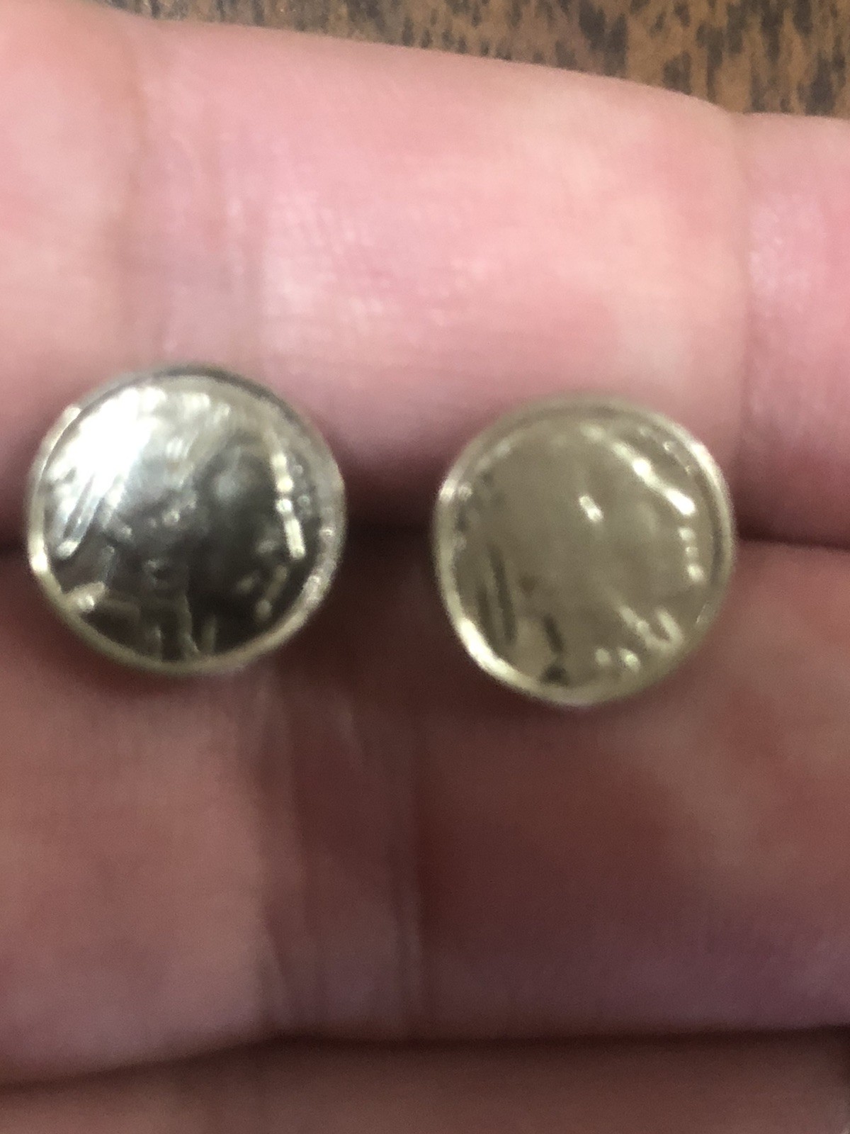 Vtg Min Replica Coin Earrings Buffalo Nickel Pierced