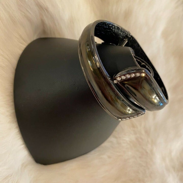 Fumi Grunge Bangle Bracelet Gunmetal Tone Rhinestone Gothic Rave Witchy 7760