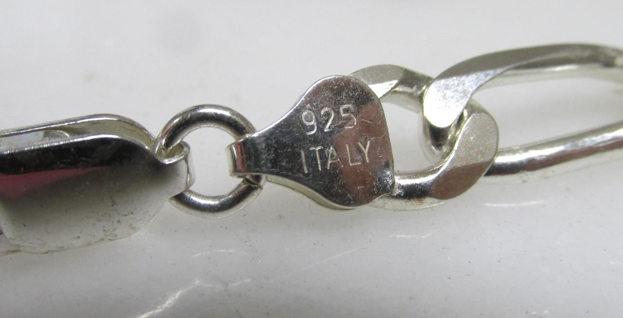 Figaro Link Sterling Silver Necklace ~ 19-3/4″ ~ 47.8grams ~ 3-D433