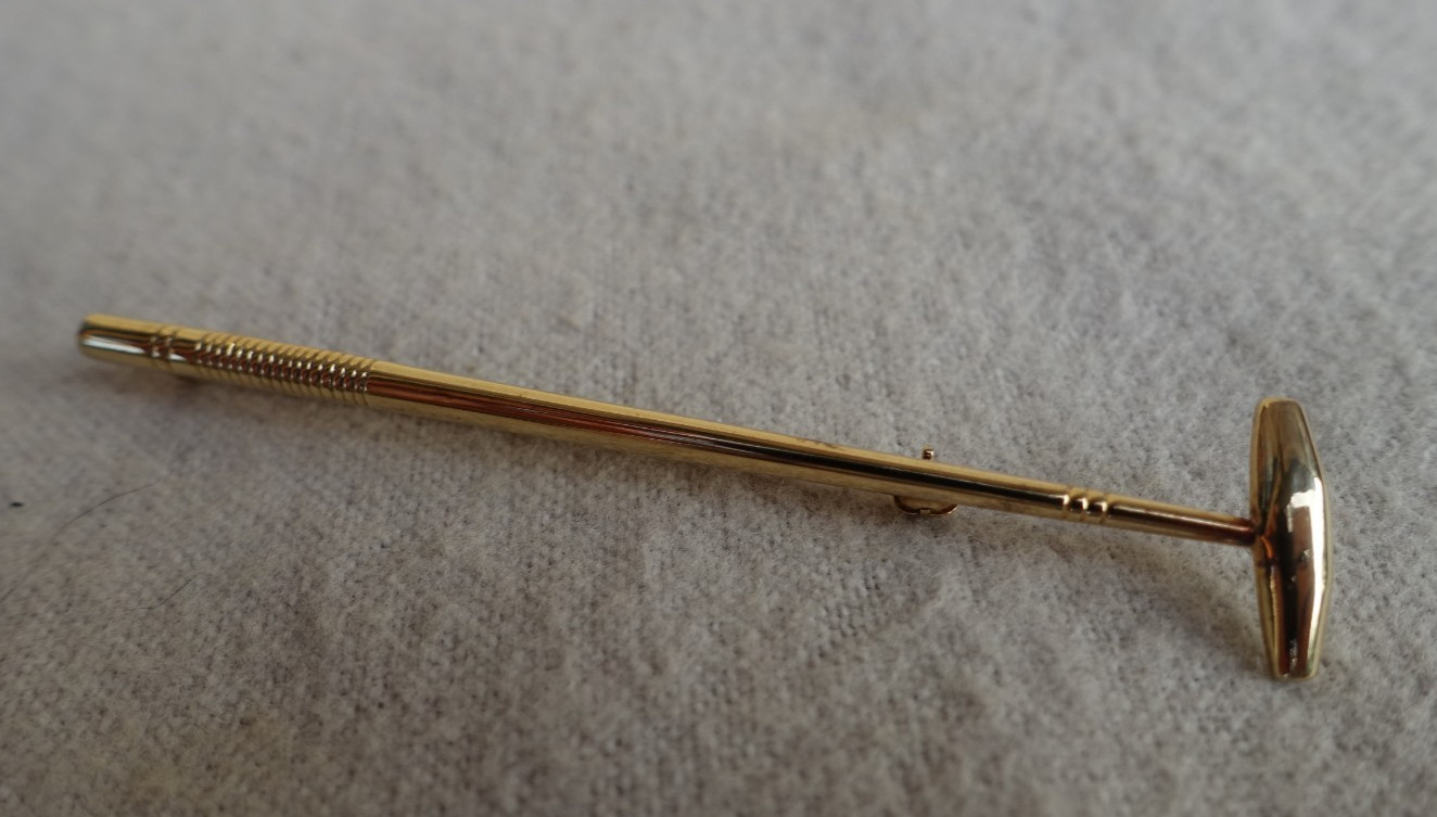 Vintage Gold Plate Polo Mallet Equestrian Horse Riding Sport Brooch Pin Brooch