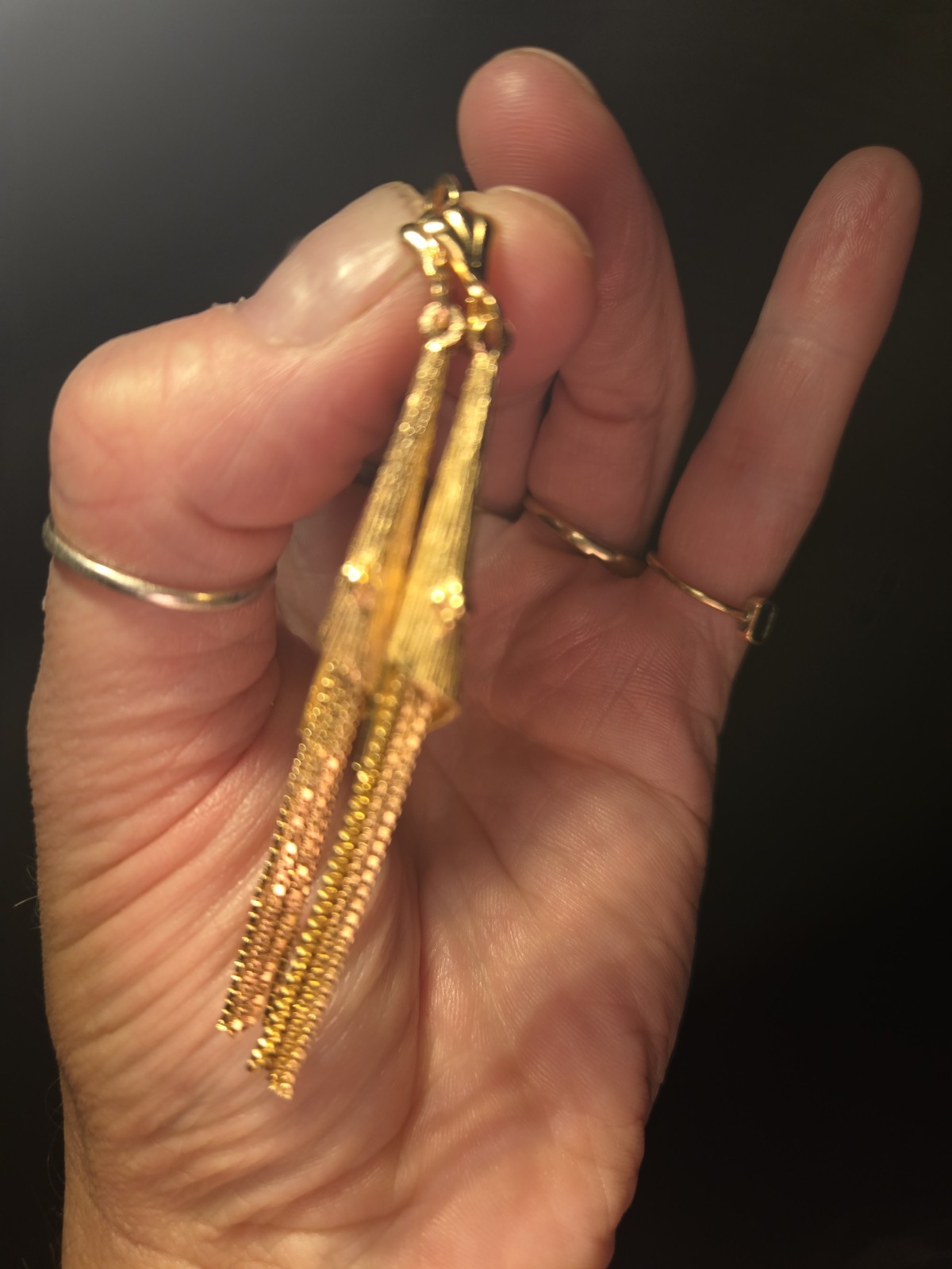 Elegant Vintage Conical Tassel Earrings, Gold Filled